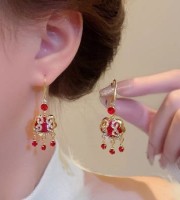 RED STONE ZIRCON EARRINGS